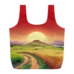 Landscape Sunset Orange Sky Pathway Art Full Print Recycle Bag (l) by Ravend