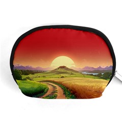 Landscape Sunset Orange Sky Pathway Art Accessory Pouch (medium) by Ravend