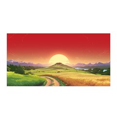 Landscape Sunset Orange Sky Pathway Art Satin Wrap 35  X 70  by Ravend