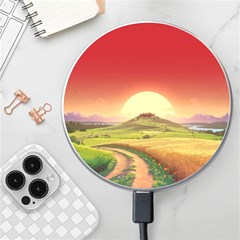 Landscape Sunset Orange Sky Pathway Art Wireless Fast Charger(white) by Ravend