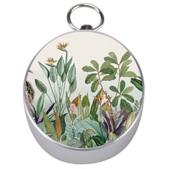 Tropical Jungle Plants Silver Compasses