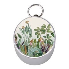 Tropical Jungle Plants Mini Silver Compasses