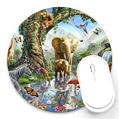 Beautiful Jungle Animals Round Mousepad by Ravend