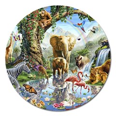 Beautiful Jungle Animals Magnet 5  (round) by Ravend