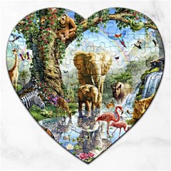 Beautiful Jungle Animals Jigsaw Puzzle (heart) by Ravend