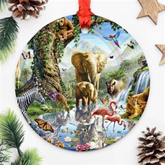 Beautiful Jungle Animals Round Ornament (two Sides) by Ravend