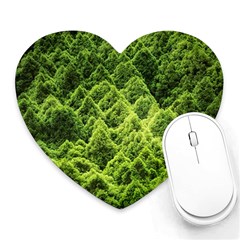 Green Pine Forest Heart Mousepad by Ravend