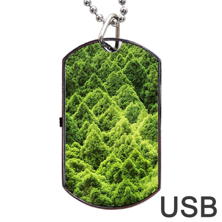 Green Pine Forest Dog Tag USB Flash (Two Sides)