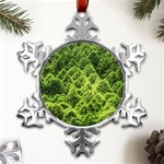 Green Pine Forest Metal Small Snowflake Ornament Front