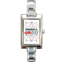 Independence Day Usa Rectangle Italian Charm Watch by Ravend