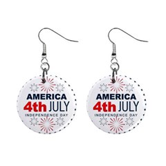 Independence Day Usa Mini Button Earrings by Ravend