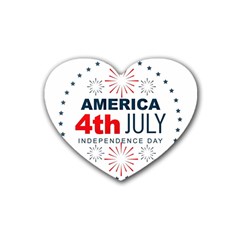 Independence Day Usa Rubber Heart Coaster (4 Pack) by Ravend