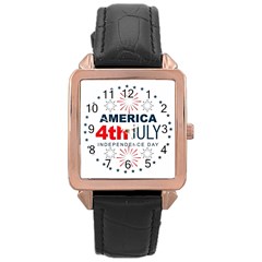 Independence Day Usa Rose Gold Leather Watch  by Ravend