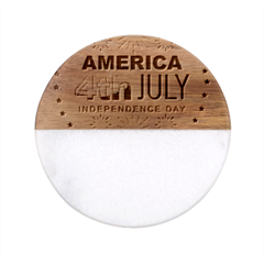 Independence Day Usa Classic Marble Wood Coaster (round) 