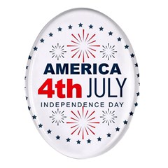 Independence Day Usa Oval Glass Fridge Magnet (4 Pack) by Ravend