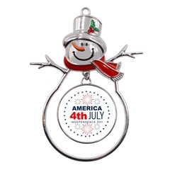 Independence Day Usa Metal Snowman Ornament