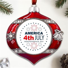 Independence Day Usa Metal Snowflake And Bell Red Ornament