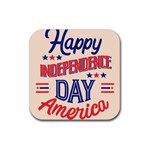 Usa Happy Independence Day Rubber Coaster (Square) Front