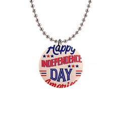 Usa Happy Independence Day 1  Button Necklace by Ravend