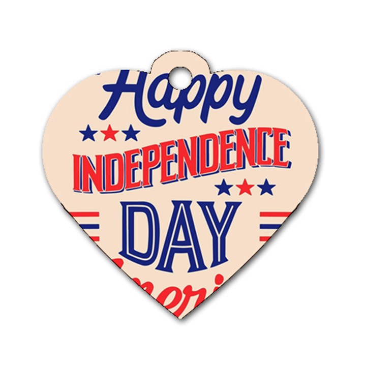 Usa Happy Independence Day Dog Tag Heart (One Side)