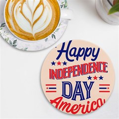 Usa Happy Independence Day Uv Print Round Tile Coaster by Ravend