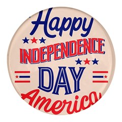 Usa Happy Independence Day Round Glass Fridge Magnet (4 Pack) by Ravend