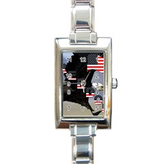 Freedom Patriotic American Usa Rectangle Italian Charm Watch by Ravend