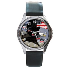 Freedom Patriotic American Usa Round Metal Watch by Ravend