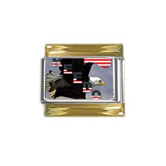 Freedom Patriotic American Usa Gold Trim Italian Charm (9mm) by Ravend