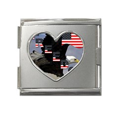 Freedom Patriotic American Usa Mega Link Heart Italian Charm (18mm) by Ravend