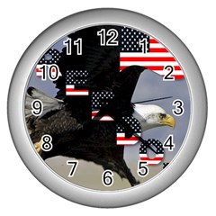 Freedom Patriotic American Usa Wall Clock (silver) by Ravend