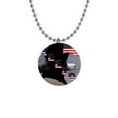 Freedom Patriotic American Usa 1  Button Necklace by Ravend