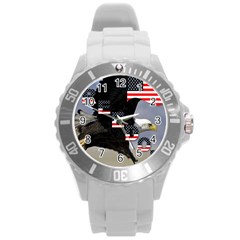 Freedom Patriotic American Usa Round Plastic Sport Watch (l) by Ravend