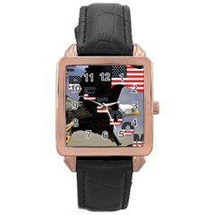 Freedom Patriotic American Usa Rose Gold Leather Watch  by Ravend