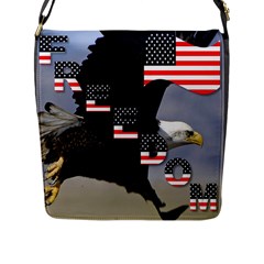 Freedom Patriotic American Usa Flap Closure Messenger Bag (l)