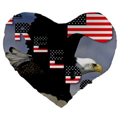 Freedom Patriotic American Usa Large 19  Premium Flano Heart Shape Cushions by Ravend