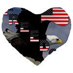 Freedom Patriotic American Usa Large 19  Premium Flano Heart Shape Cushions Front