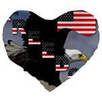 Freedom Patriotic American Usa Large 19  Premium Flano Heart Shape Cushions Back