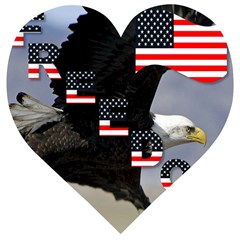 Freedom Patriotic American Usa Wooden Puzzle Heart by Ravend