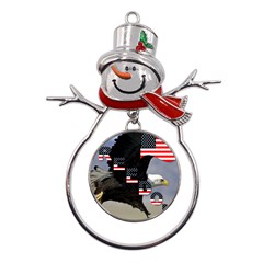 Freedom Patriotic American Usa Metal Snowman Ornament