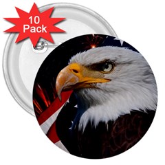 Fourth Of July Independence Day Usa American Pride 3  Buttons (10 Pack)  by Ravend