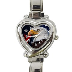 Fourth Of July Independence Day Usa American Pride Heart Italian Charm Watch by Ravend