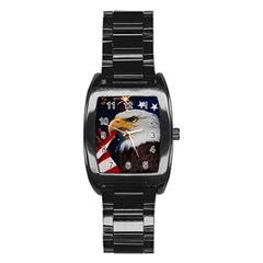 Fourth Of July Independence Day Usa American Pride Stainless Steel Barrel Watch