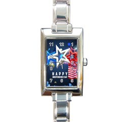 4th Of July Happy Usa Independence Day Rectangle Italian Charm Watch by Ravend