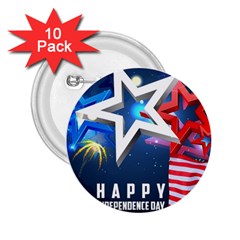 4th Of July Happy Usa Independence Day 2 25  Buttons (10 Pack)  by Ravend