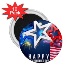 4th Of July Happy Usa Independence Day 2 25  Magnets (10 Pack)  by Ravend