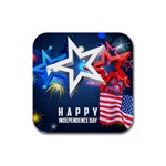 4th Of July Happy Usa Independence Day Rubber Square Coaster (4 pack) Front