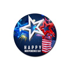 4th Of July Happy Usa Independence Day Rubber Round Coaster (4 Pack) by Ravend