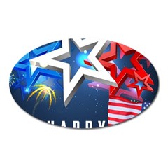 4th Of July Happy Usa Independence Day Oval Magnet by Ravend