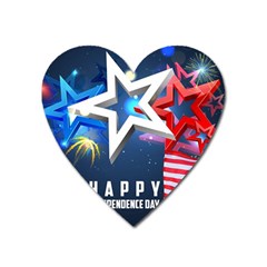 4th Of July Happy Usa Independence Day Heart Magnet by Ravend